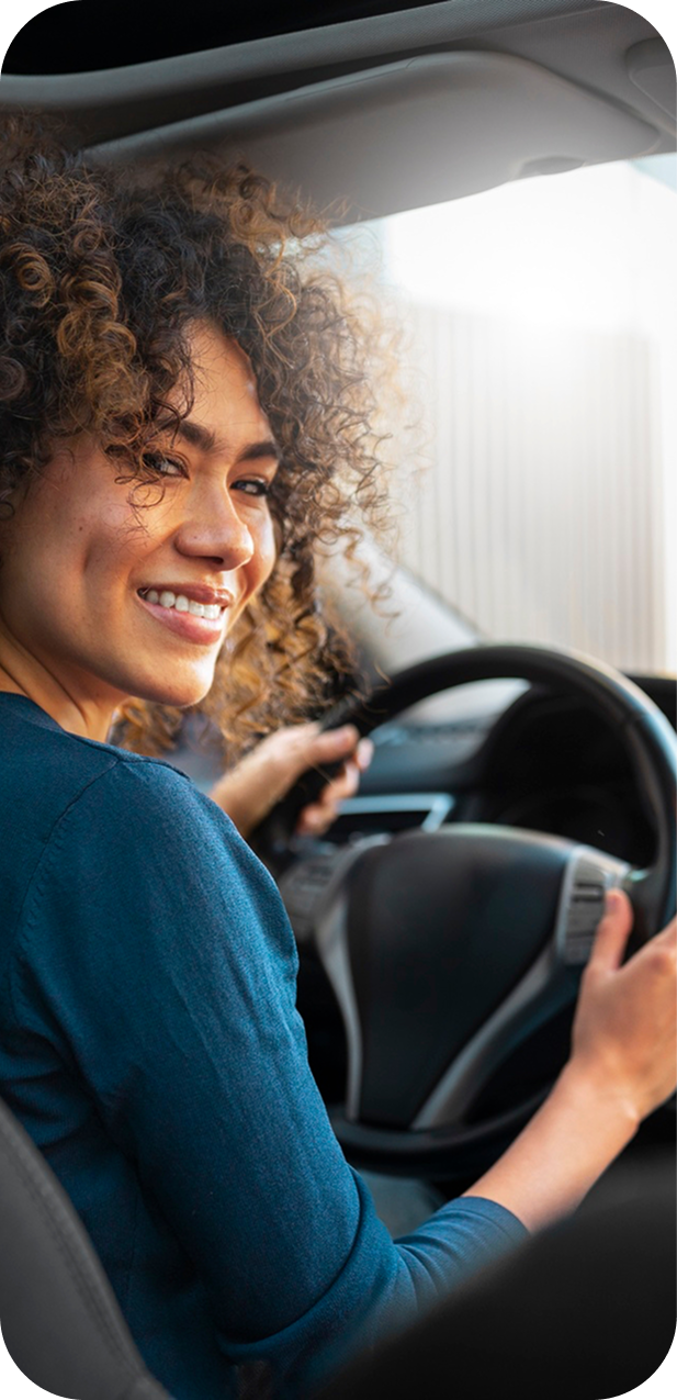 Driver smiling